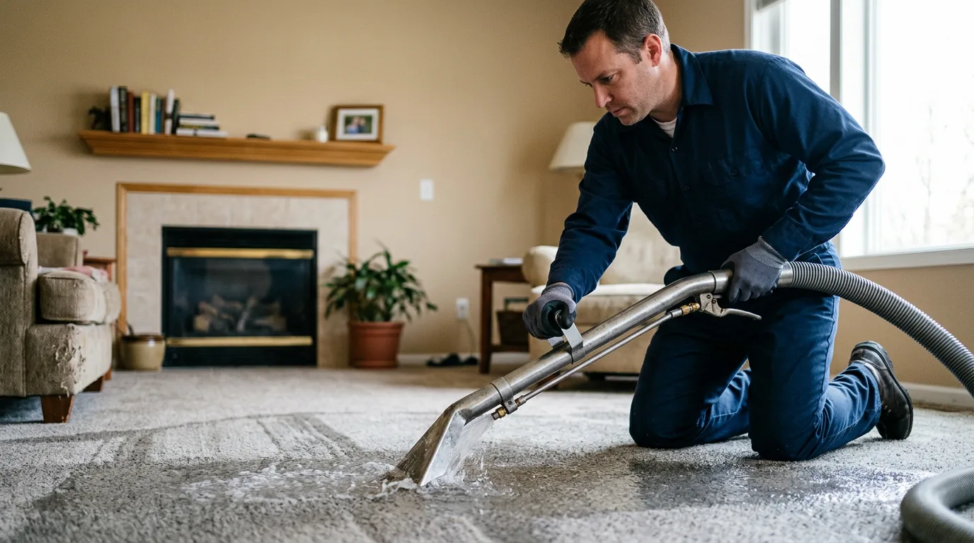 Water damage restoration technician working near Columbiana, AL